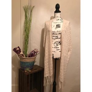 LA Hearts Open Knit HEART Kimono Duster One Size